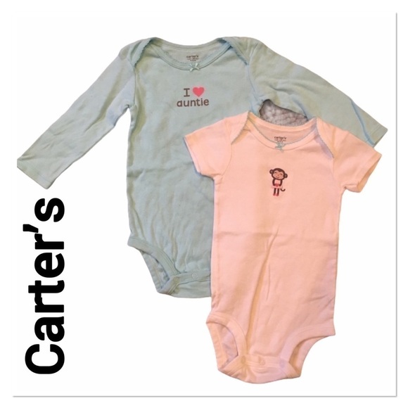 CARTER’S I Love Auntie Blue & White Bodysuit Set 12 Months - Picture 1 of 4